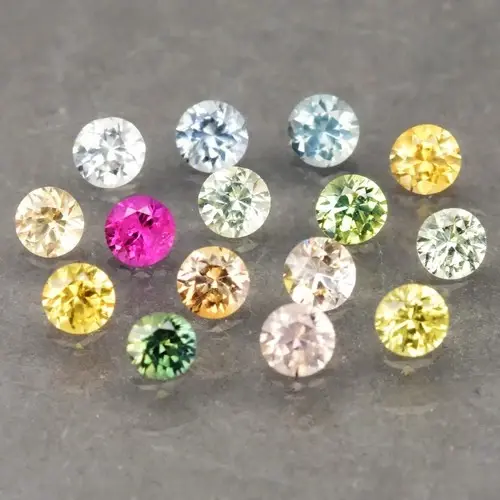2.10ct 	2.7 to 3.0mm 15pcs Lot  Round Brilliant Natural Fancy Sapphire - Heated, Madagascar