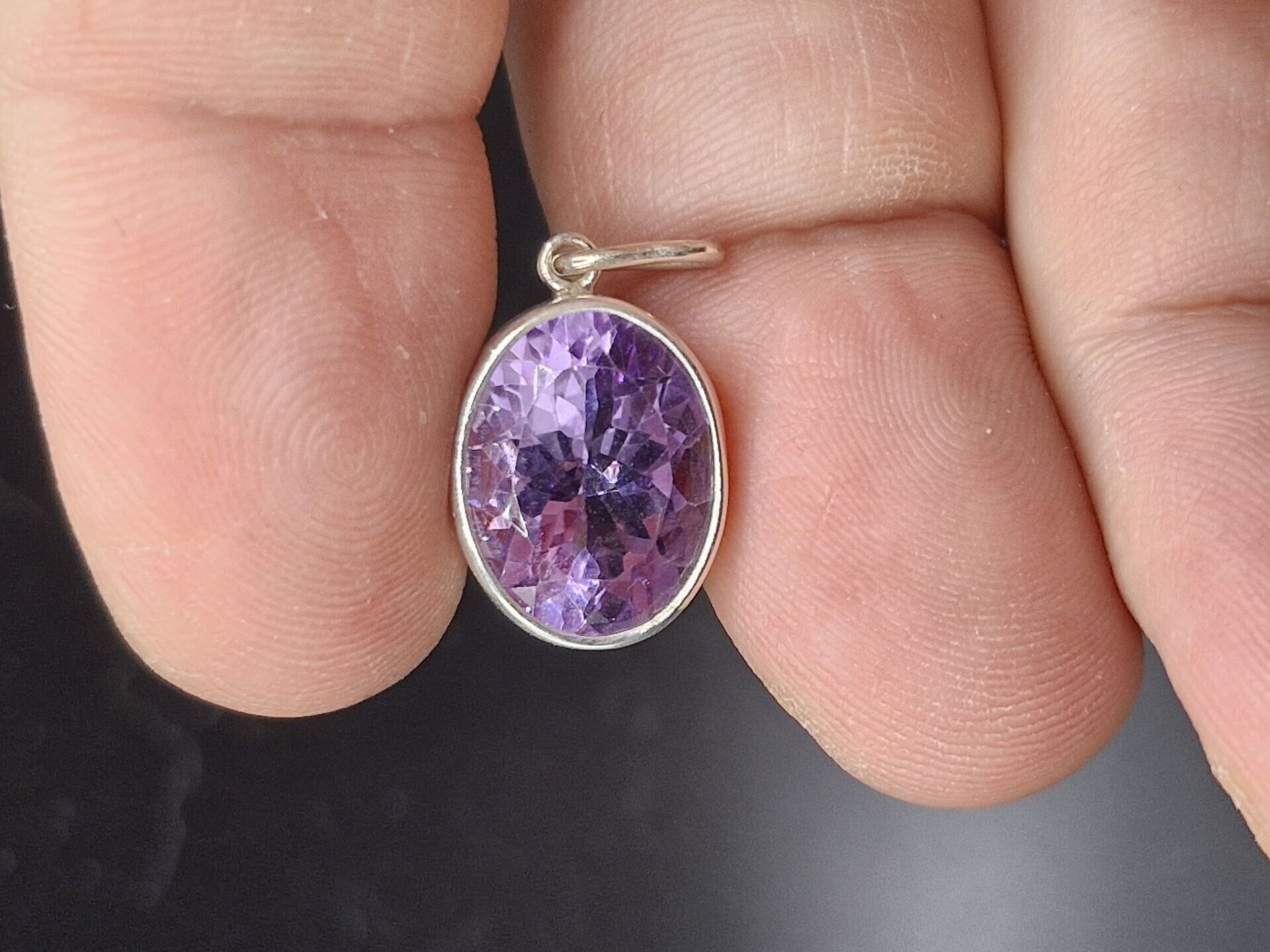 3.23 Gram Natural Ametist 925 Ayar Gümüş Kolye Ucu