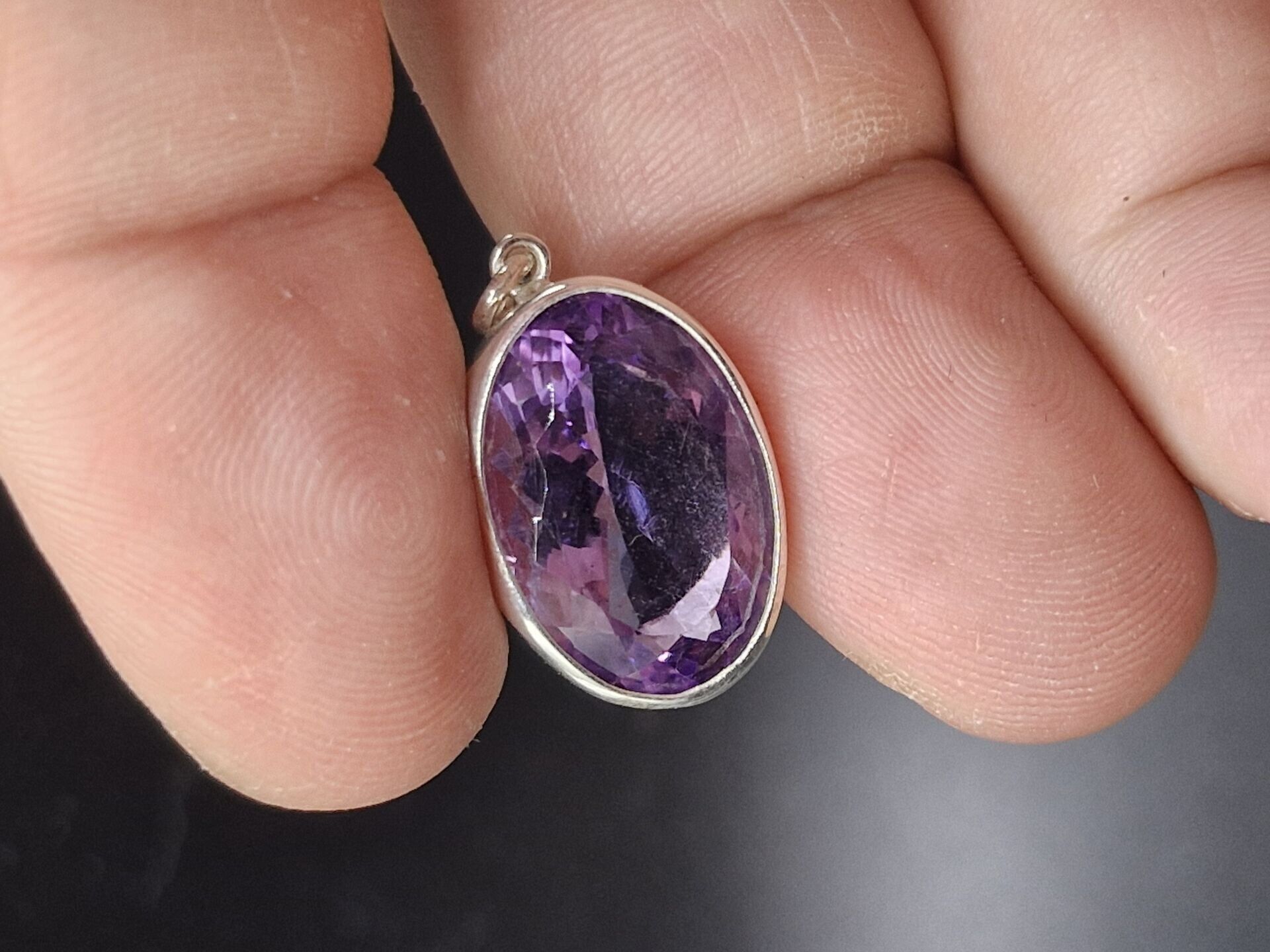 4.09Gram Natural Ametist 925 Ayar Gümüş Kolye Ucu