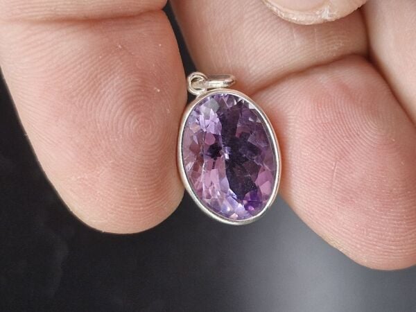 3.47 Gram Natural Ametist 925 Ayar Gümüş Kolye Ucu