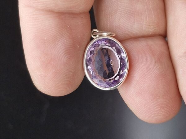 3.76 Gram Natural Ametist 925 Ayar Gümüş Kolye Ucu