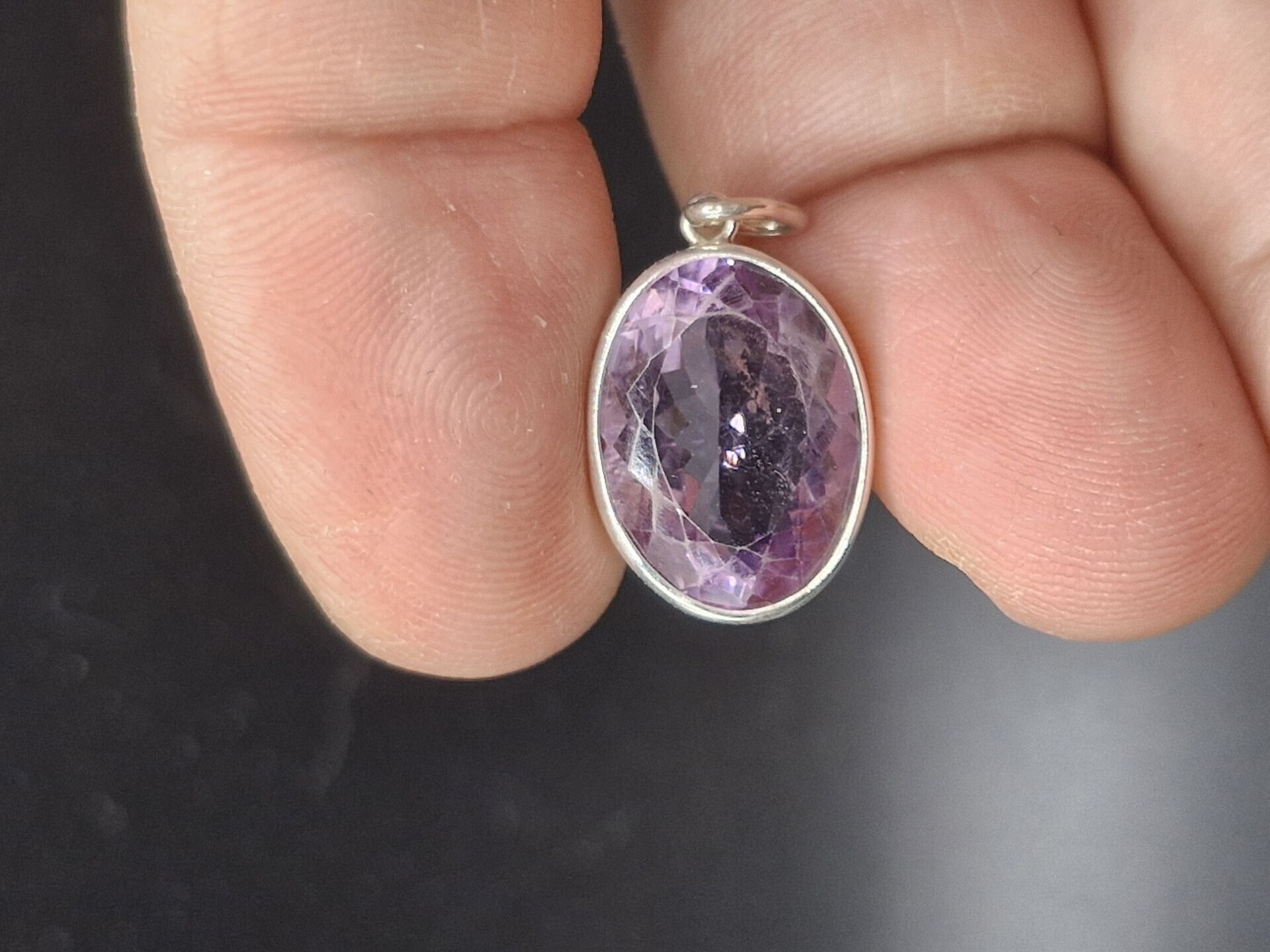 4.15 Gram Natural Ametist 925 Ayar Gümüş Kolye Ucu