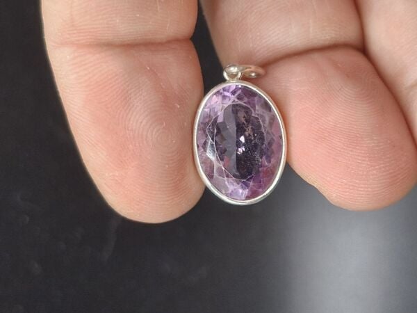 4.15 Gram Natural Ametist 925 Ayar Gümüş Kolye Ucu