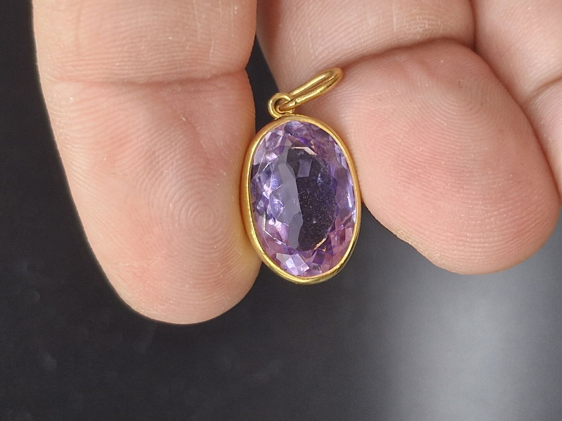 3.37 Gram Natural Ametist 925 Ayar Gümüş Kolye Ucu