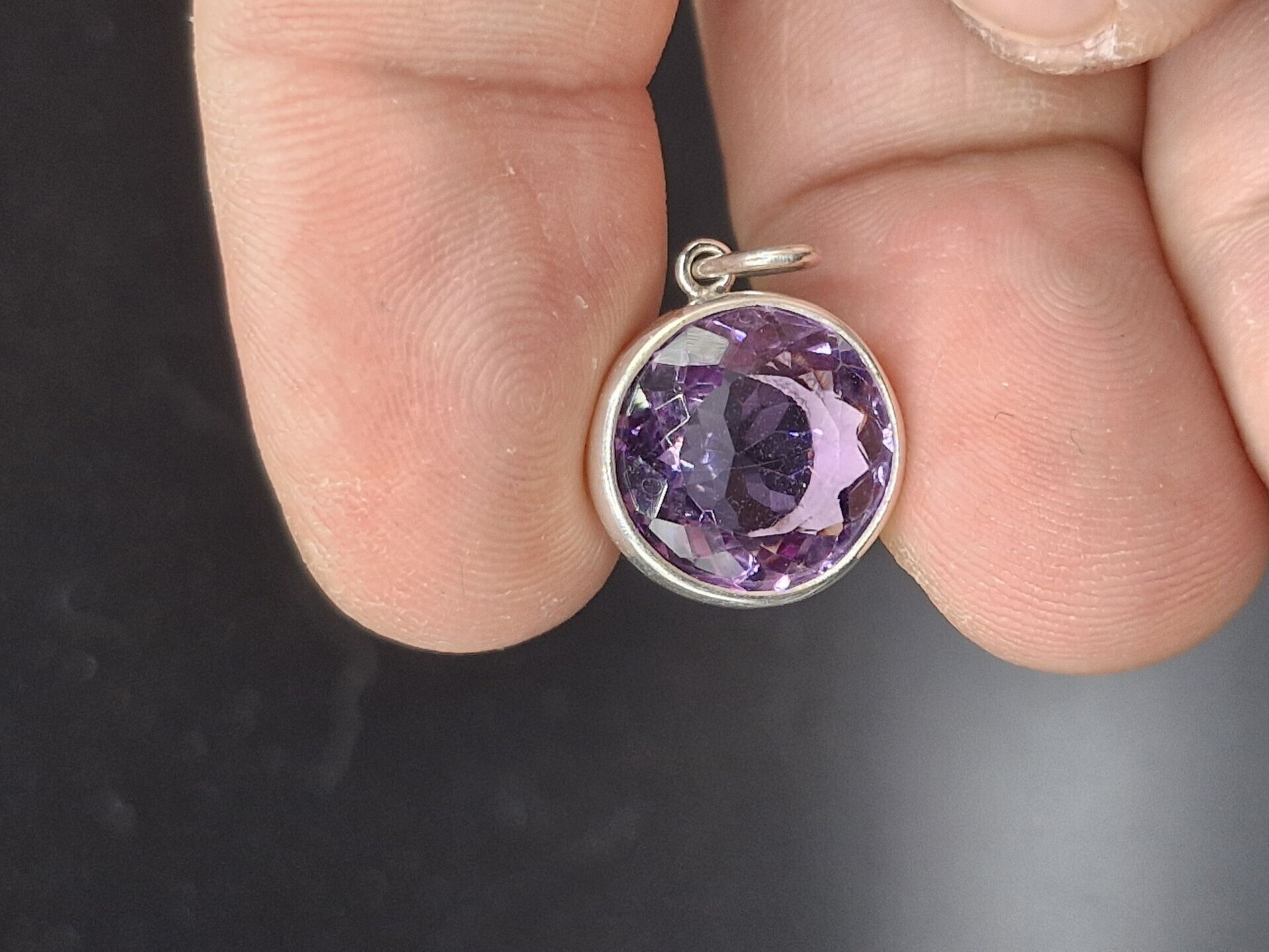 3.50 Gram Natural Ametist 925 Ayar Gümüş Kolye Ucu