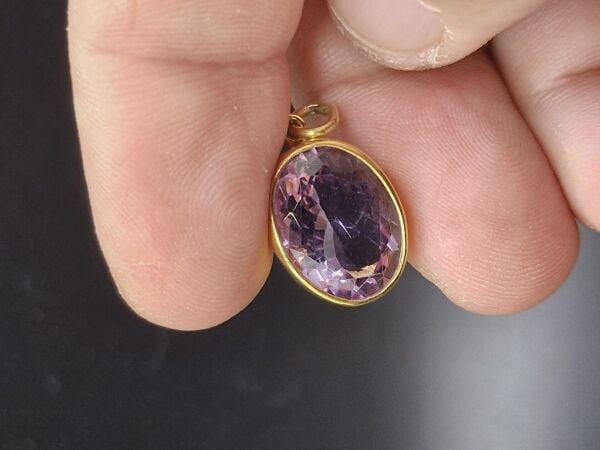 3.14 Gram Natural Ametist 925 Ayar Gümüş Kolye Ucu