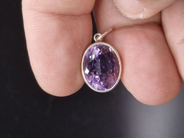 3.21 Gram Natural Ametist 925 Ayar Gümüş Kolye Ucu