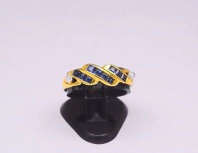 1.20 Ct Safir - 0.03 Ct Pırlanta 18 Ayar Altın Yüzük