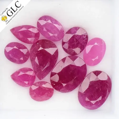 7.71ct t.w 5.0 x 4.0 to 8.13 x 6.10 mm  9pcs Lot  Natural Purplish Red Ruby - Heated