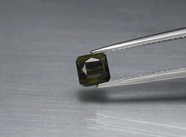 0.74ct 4.8x4.7mm Scissor-Cut Natural Unheated  Olive Green Tourmaline, Mozambique