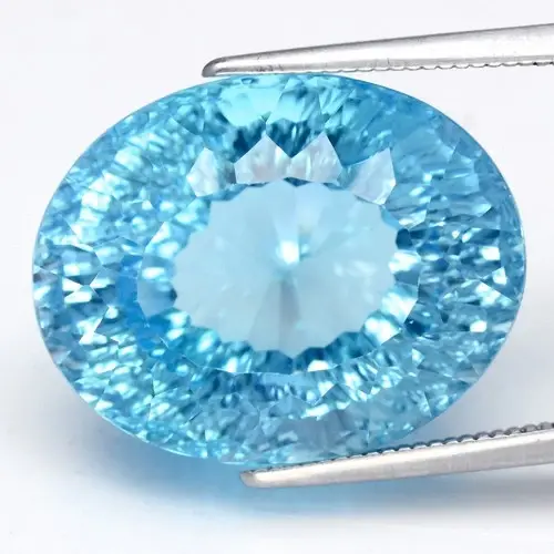 24.50ct 18.7x14.8mm VVS Oval Concave Natural Sky Blue Topaz - Brazil Gem