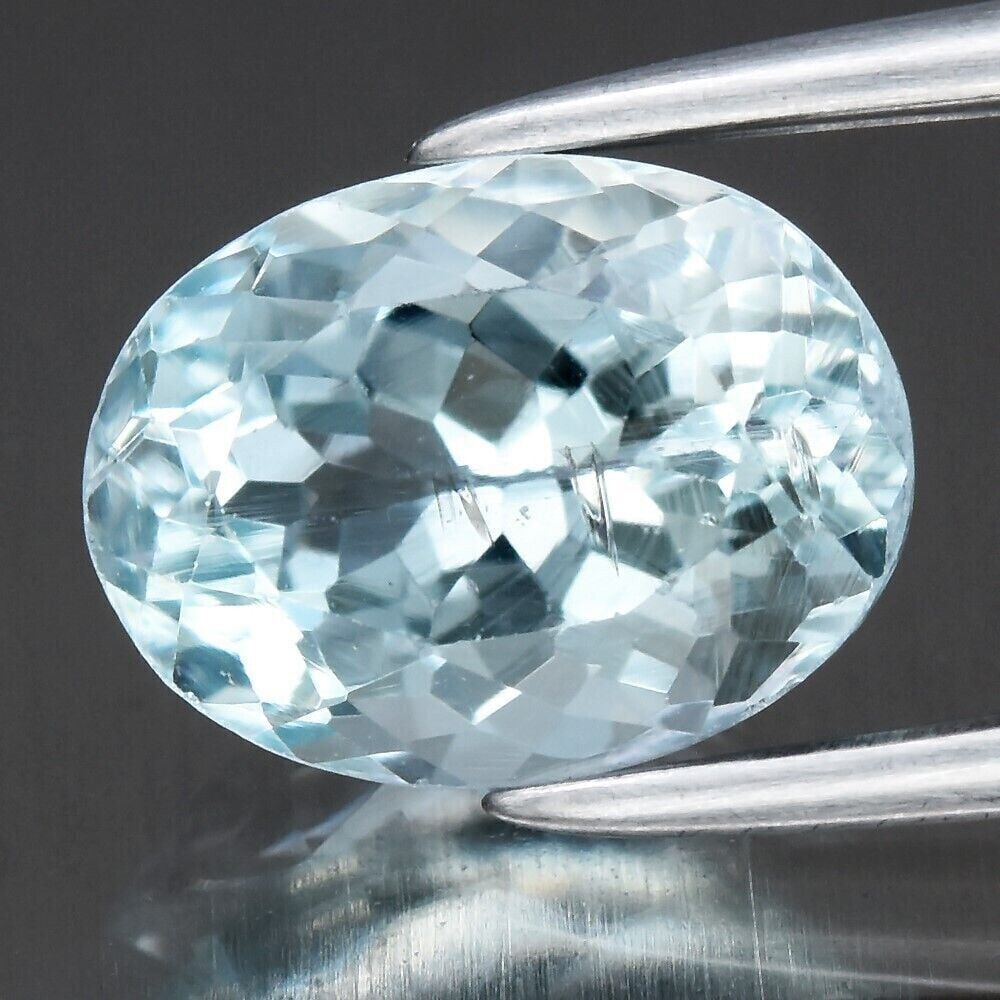 1.29ct 8x6mm Oval Natural Unheated Light Blue Aquamarine Gemstone, Brazil