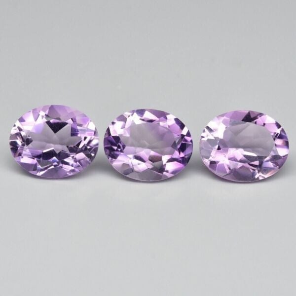 10.22ct  11x9mm 3pcs Lot  VS Oval Natural Unheated Purple Amethyst Gemstone, Brazil