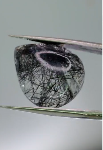 15.00ct 24.6x17.5mm Pear Natural Black Rutilated Quartz