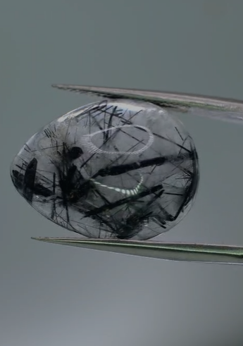 14.20ct 20.7x16.1mm Pear Natural Black Rutilated Quartz