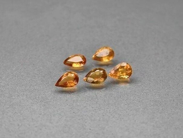 1.90ct 5pcs Lot  t.w Pear Natural Unheated Yellow Tourmaline, Africa