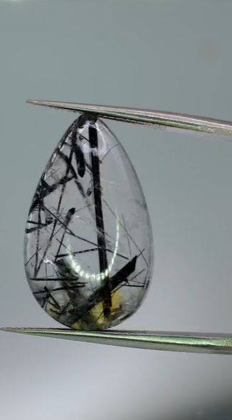 13.80ct 23.4x14mm Pear Natural Black Rutilated Quartz