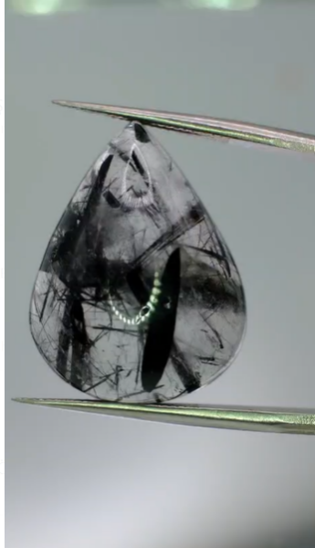 20.60ct 24.1x18.5mm Pear Natural Black Rutilated Quartz