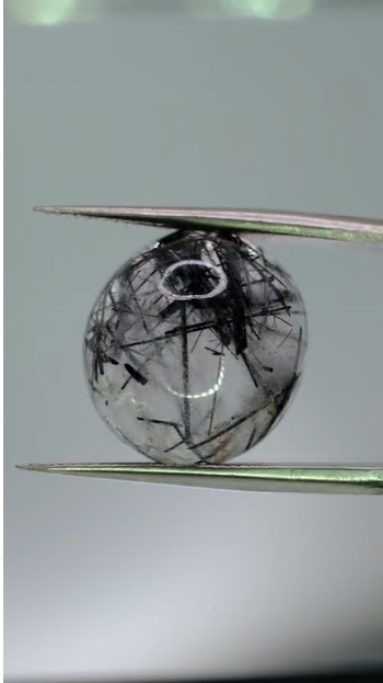 10.65ct 15.5mm Round Natural Black Rutilated Quartz