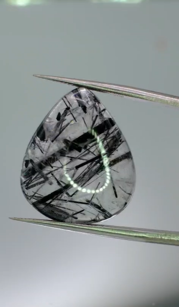 18.40ct 22.4x19mm Pear Natural Black Rutilated Quartz