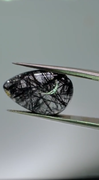 6.05ct 17x11.3mm Pear Natural Black Rutilated Quartz