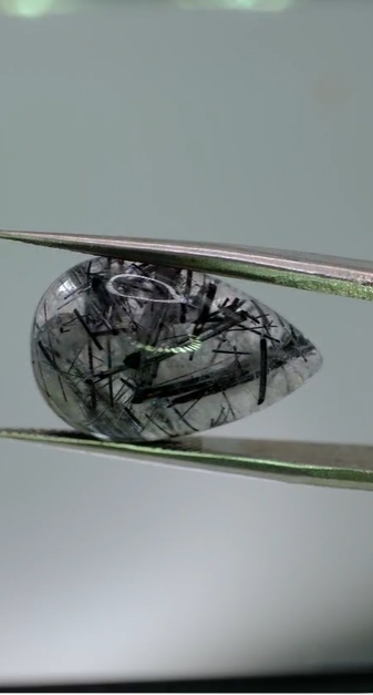 10.65ct 19.3x12.8mm Pear Natural Black Rutilated Quartz