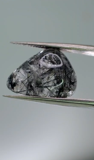 8.55ct 16.8x12.1mm Pear Natural Black Rutilated Quartz