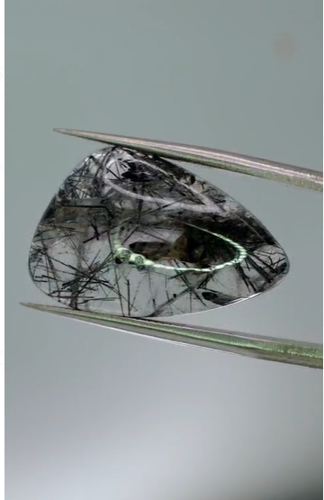 13.75ct 24.3x15.8mm Pear Natural Black Rutilated Quartz