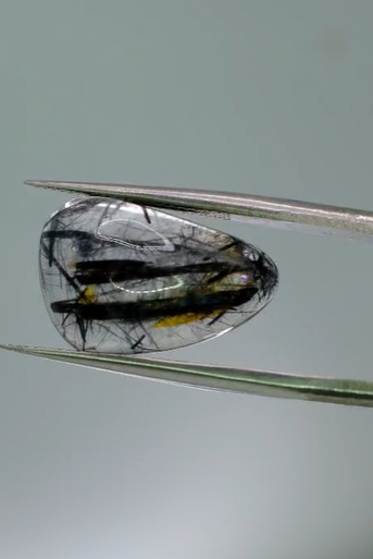 8.10ct 17.8x11.5mm Pear Natural Black Rutilated Quartz