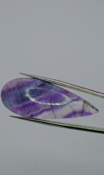 29.65ct 38.4x15.4mm Pear Cabachon Natural Multi-Color Fluorite