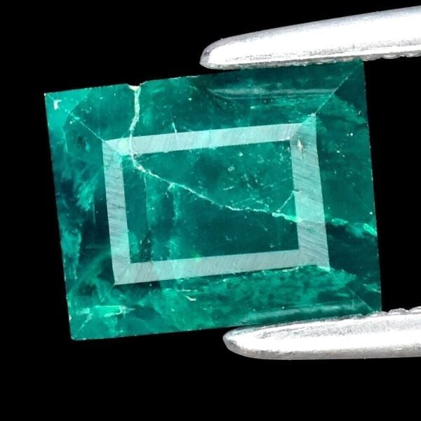 1.27ct 7.3x5.8mm Baguette Natural Bluish Green Dioptase Gemstone, Namibia