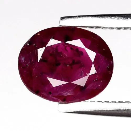 0.99ct 6.8x5.7mm Oval Natural Purplish Red Ruby - Heated, Mozambique Gemstone