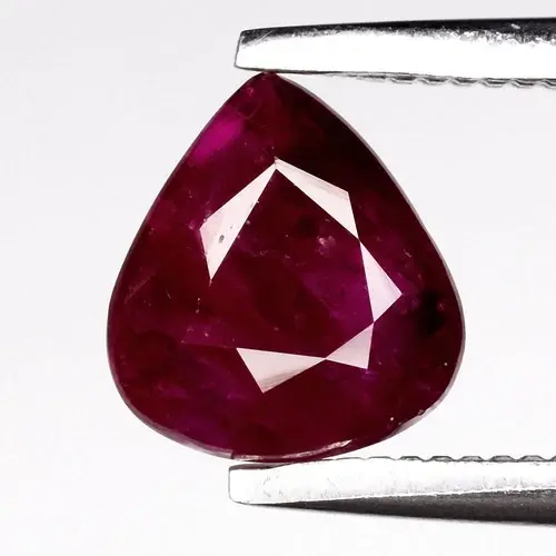 1.03ct 6.5x6mm Pear Natural Red Ruby - Heated, Mozambique Gemstone