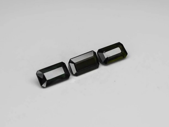 2.90ct t.w 3pcs Lot  VS-VVS Octagon Natural Unheated Green Tourmaline, Mozambique