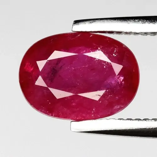 1.05ct 7x5.2mm Oval Natural Purplish Red Ruby - Heated, Tanzania Gemstone