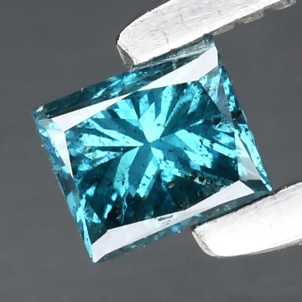 0.12ct 2.8x2.5mm Square Natural Fancy Greenish Blue Diamond Gemstone, Africa