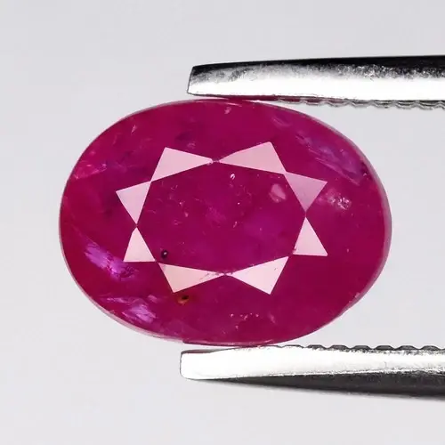 1.27ct 7.3x5.5mm Oval Natural Pinkish Red Ruby - Heated, Mozambique Gemstone
