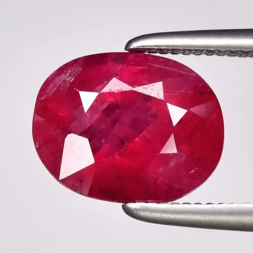2.16ct 8.3x6.7mm Oval Natural Purplish Red Ruby - Heated, Africa Gemstone