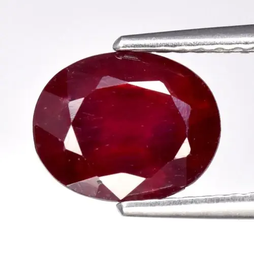 2.96ct 8.8x7mm Oval Red Ruby - Heated Glass Filled Africa Gemstone