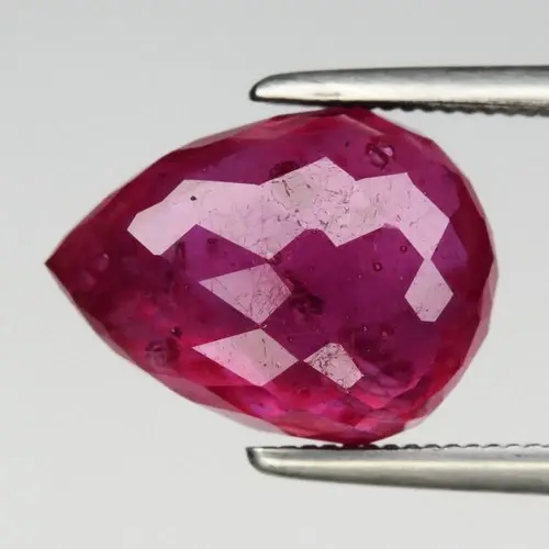 5.72ct Briolette Pinkish Red Ruby - Heated Glass Filled Africa Gemstone