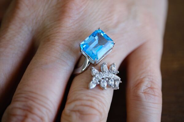 5.25ct Swiss Blue Topaz Taşlı Gümüş Yüzük