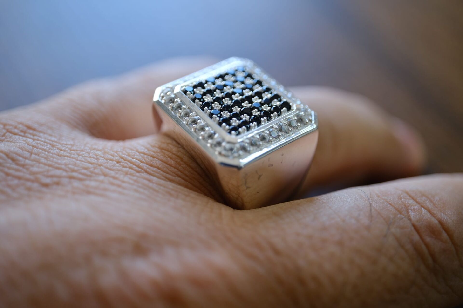 1.20ct Natural Spinel ve 0.95ct Natural Topaz Taşlı Alaşımlı Kararmaz Gümüş Erkek Yüzük