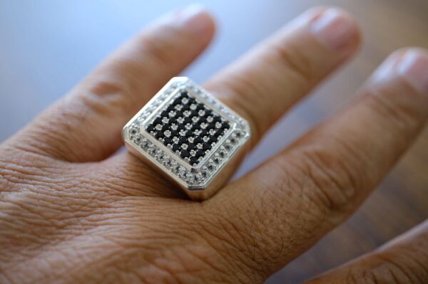 1.20ct Natural Spinel ve 0.95ct Natural Topaz Taşlı Alaşımlı Kararmaz Gümüş Erkek Yüzük