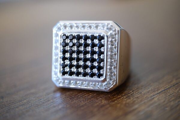 1.20ct Natural Spinel ve 0.95ct Natural Topaz Taşlı Alaşımlı Kararmaz Gümüş Erkek Yüzük