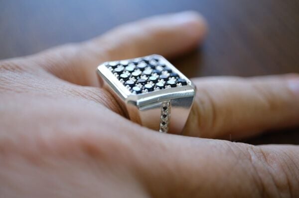 2.50ct Natural Spinel ve 0.25ct Natural Topaz Taşlı Alaşımlı Kararmaz Gümüş Erkek Yüzük