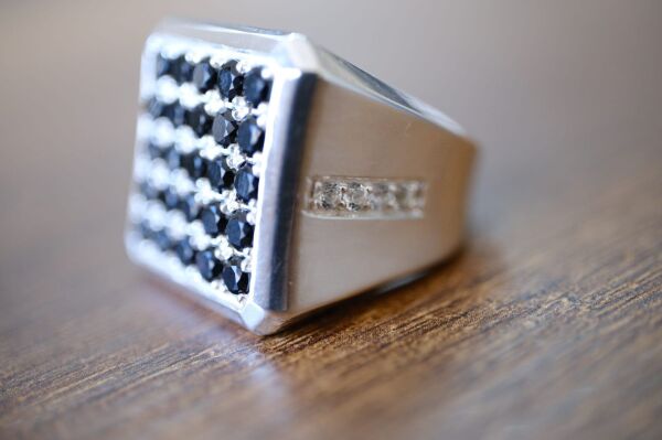 2.50ct Natural Spinel ve 0.25ct Natural Topaz Taşlı Alaşımlı Kararmaz Gümüş Erkek Yüzük