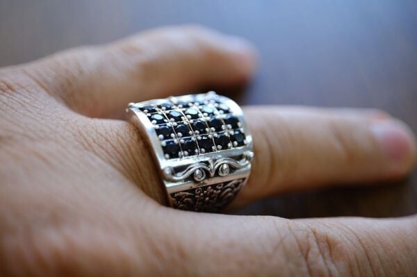 2.50ct Natural Spinel Taşlı Alaşımlı Kararmaz Gümüş Erkek Yüzük