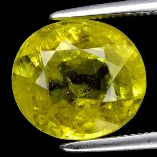4.83ct 10x9mm Oval Natural Yellowish Green Grossular Garnet Gemstone, Africa