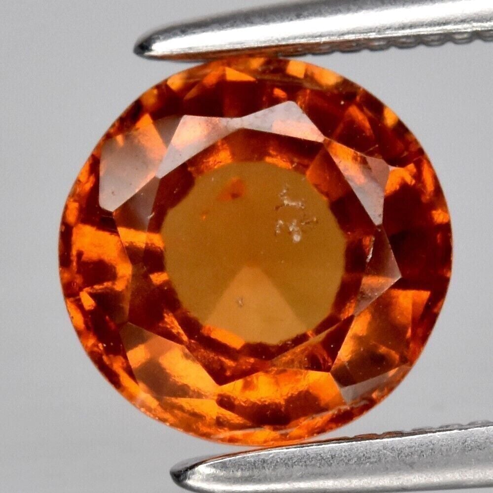 1.40ct 7mm Round Natural Orange Hessonite Garnet Gemstone, Madagascar