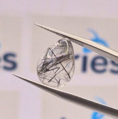 5.33ct 14x9.9mm Pear Natural Black Rutilated Quartz